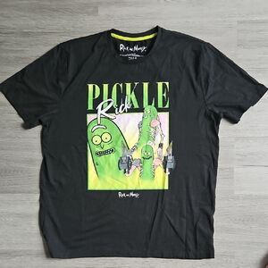 Rick &Morty Pickle Rick Black Graphic T-Shirt Sz L NWOT